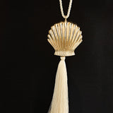 Fioren Shell Tassel Necklace Gold/Ivory