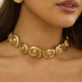 Serenova Spiral Shell Collar Necklace Gold