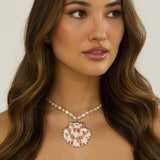 Merita Shell Pendant Pearl Necklace Pink Shell