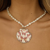 Merita Shell Pendant Pearl Necklace Pink Shell