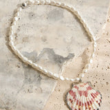 Merita Shell Pendant Pearl Necklace Pink Shell