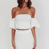 Daily Love Fitted Mini Skirt White