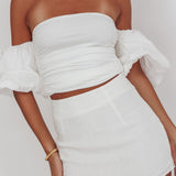 Daily Love Fitted Mini Skirt White