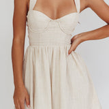 French Riviera Sweetheart Neckline Mini Dress Natural