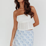 Maggie Eyelet Embroidery Strapless Top Ivory