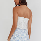 Maggie Eyelet Embroidery Strapless Top Ivory