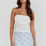 Maggie Eyelet Embroidery Strapless Top Ivory