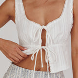 Evelynn Front Tied Top White