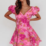 Perfect Match Puff Sleeve Low Back Mini Dress Pink