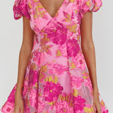 Perfect Match Puff Sleeve Low Back Mini Dress Pink