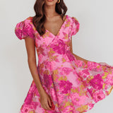 Perfect Match Puff Sleeve Low Back Mini Dress Pink