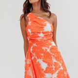 Inner Power One-Shoulder Mini Dress Orange