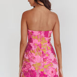 Marlina Strapless Jacquard Mini Dress Pink
