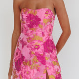 Marlina Strapless Jacquard Mini Dress Pink