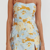 Marlina Strapless Jacquard Mini Dress Blue
