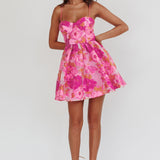 Belle Enchante Cami Strap Jacquard Mini Dress Pink