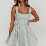 Belle Enchante Jacquard Mini Dress Sage
