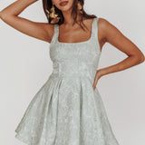 Belle Enchante Jacquard Mini Dress Sage