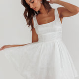 Belle Enchante Jacquard Mini Dress White