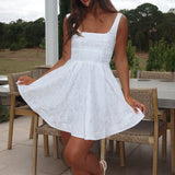 Belle Enchante Jacquard Mini Dress White