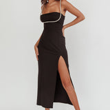 Outspoken Diamante Straps Midi Dress Black