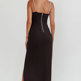 Outspoken Diamante Straps Midi Dress Black
