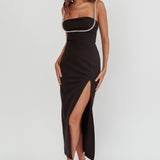 Outspoken Diamante Straps Midi Dress Black