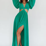 Jessalynn Cut-Out Long Sleeve Maxi Dress Green