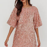 Miramar Backless Sequin Dress Baby Pink