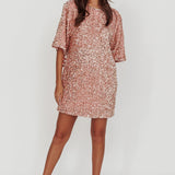 Miramar Backless Sequin Dress Baby Pink