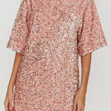 Miramar Backless Sequin Dress Baby Pink