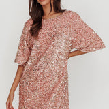 Miramar Backless Sequin Dress Baby Pink
