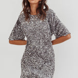 Miramar Backless Sequin Dress Silver