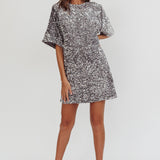 Miramar Backless Sequin Dress Silver
