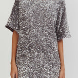 Miramar Backless Sequin Dress Silver