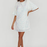 Miramar Backless Sequin Dress White