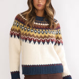 Irelia Long Sleeve Knit Top Ivory Multi