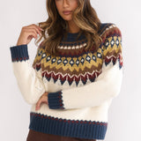 Irelia Long Sleeve Knit Top Ivory Multi