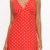 Rosewood V-Neckline Maxi Dress Polka Dot Red