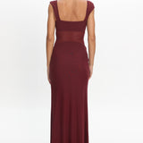 Renella Mesh Waist Maxi Dress Wine