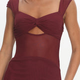 Renella Mesh Waist Maxi Dress Wine