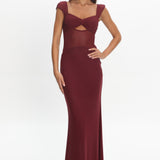 Renella Mesh Waist Maxi Dress Wine