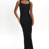 Casablanca Nights Tied Back Maxi Dress Flocked Floral