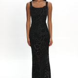 Casablanca Nights Tied Back Maxi Dress Flocked Floral