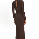 Esther Sheer Waist Maxi Dress Chocolate