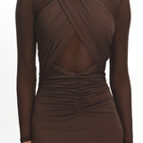 Esther Sheer Waist Maxi Dress Chocolate