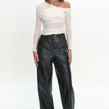 Christos Long Sleeve Asymmetric Top Ivory