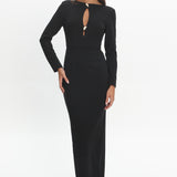 Zoa Keyhole Long Sleeve Maxi Dress Black