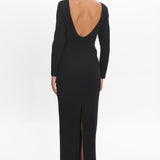 Zoa Keyhole Long Sleeve Maxi Dress Black