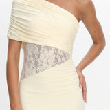 Mallorca Asymmetric Neckline Lace Maxi Dress Butter